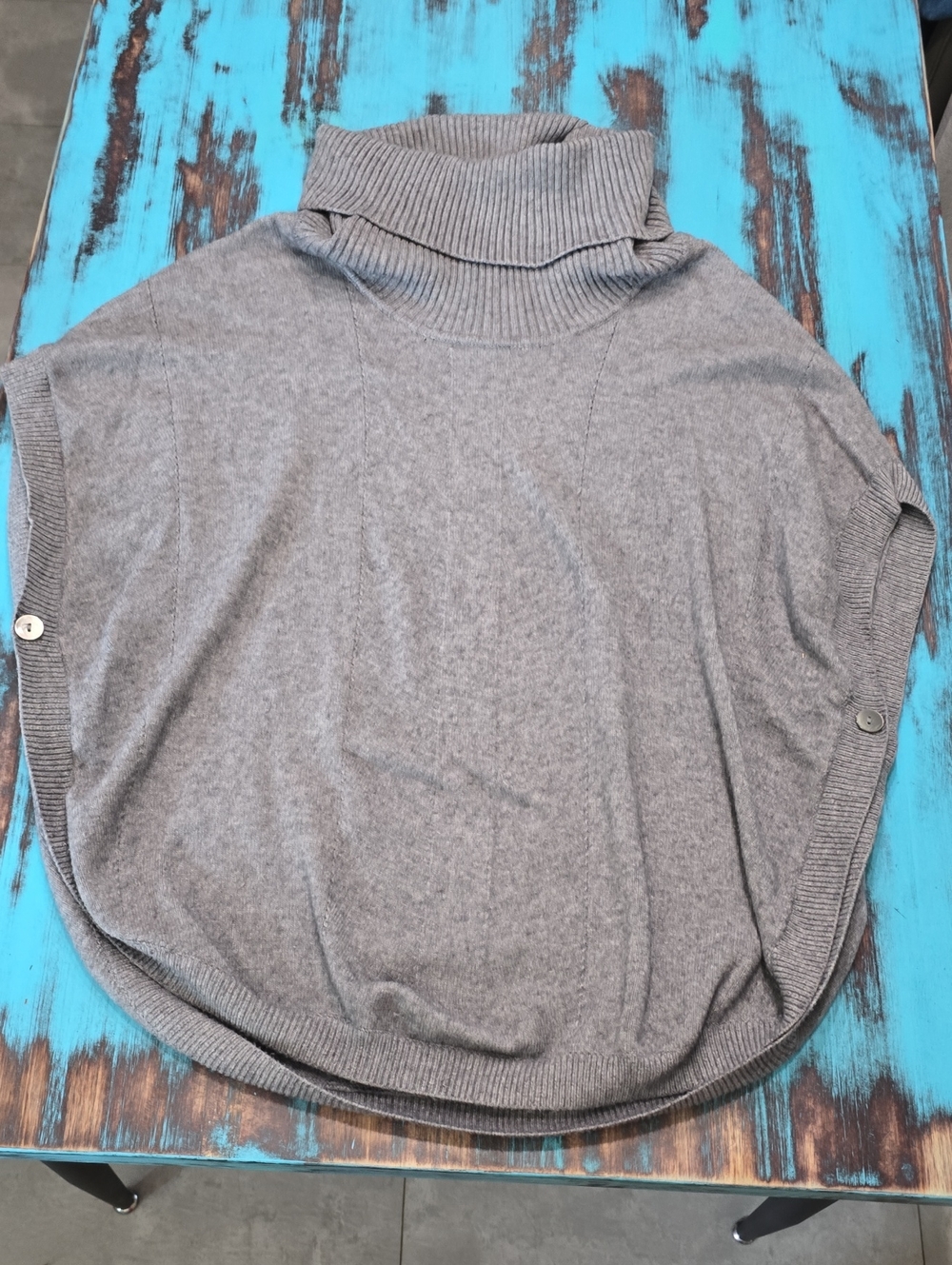 Women's Gray Cowl Neck Poncho Sweater - Classic Cozy Layer